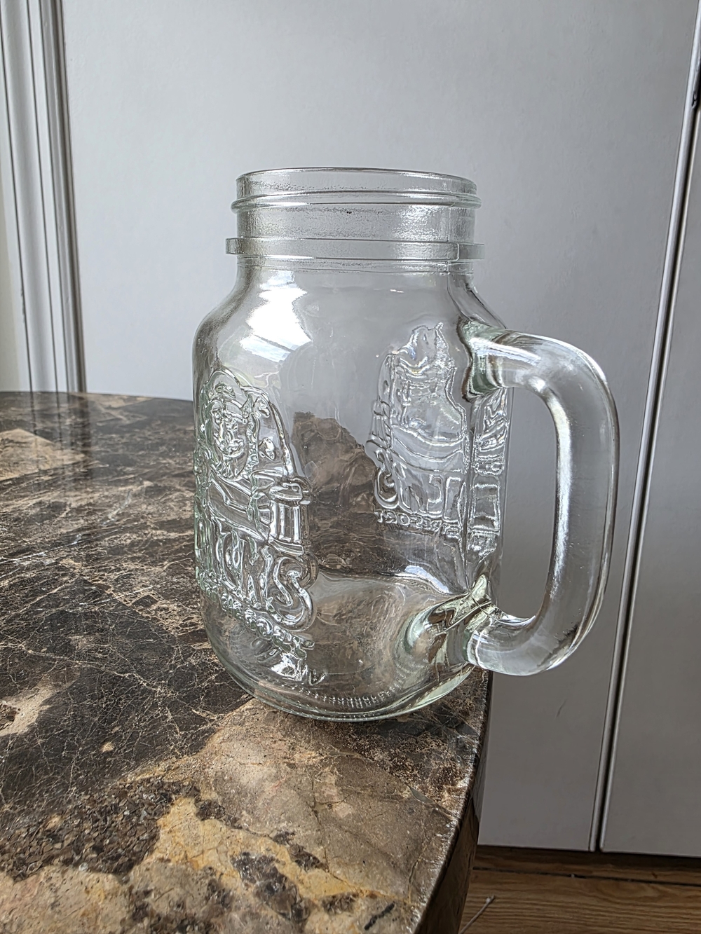 Clear Glass DICKS LAST RESORT Mason Jar Mug with Handle - Home Dining - Picture 3 of 6